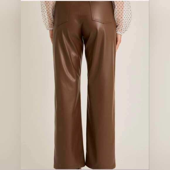 NWT LELIS  High Waist Faux Leather Long Pants: Brown M - Picture 5 of 9